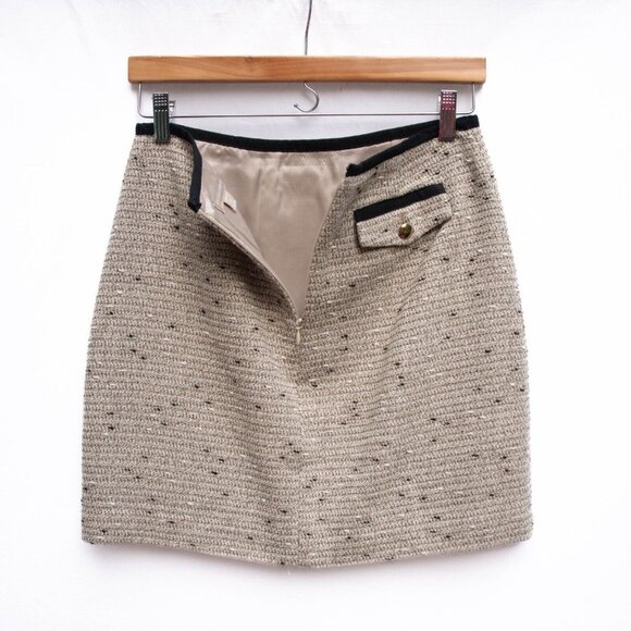 Banana Republic Mini Skirt Petite 2P Beige Neutral Sparkly Pockets Preppy Chic - Picture 4 of 6